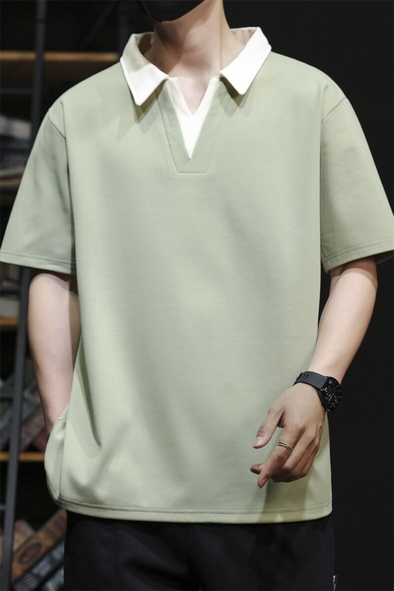 夏季大码公版拼色翻领POLO衫男休闲T恤短袖,男装T恤,星座1107-1