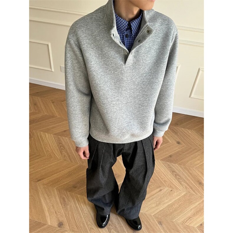 高领休闲卫衣男韩版简约时尚百搭宽松潮流立领外套513AWY2632P43，女装短外套，星座513A