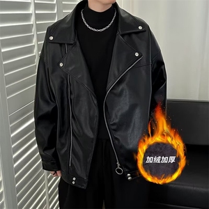 2025新款韩版情侣装机车皮衣外套宽松皮夹克上衣Y1012-P69网络图图片