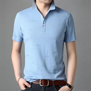 LH6632021夏季新款T恤衫男翻领POLO衫短袖透气,灰绿色大衣服搭配图片
