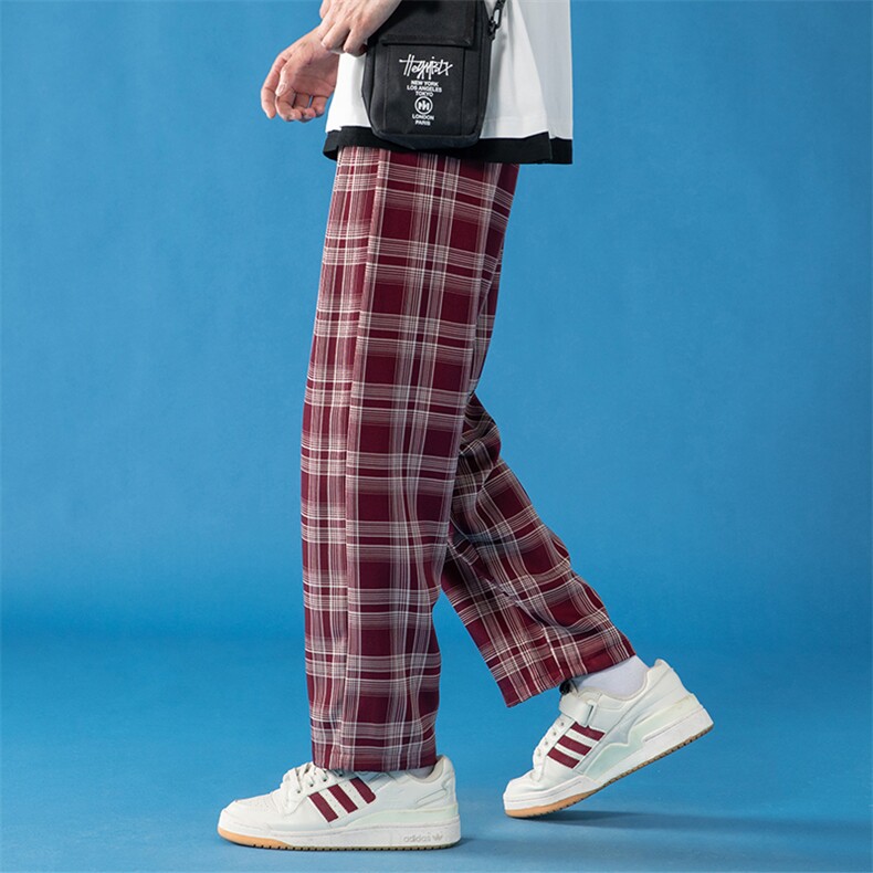 格子子裤子港风hiphop时尚中性风抽绳束脚裤休闲长裤KZ0009-P45,男装休闲裤,电商A128