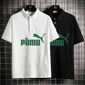 PL57227-P35翻领短袖polo衫男大码胖子半袖t恤男有领保罗衫网格