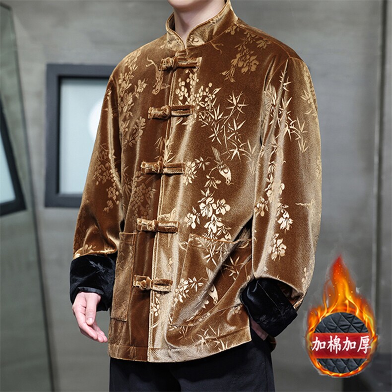 现货风新中式棉衣情侣大码棉袄丝绒压花棉服MY9911-P110控198,男装棉衣,电商A021