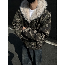 美式迷彩复古毛领棉服外套男连帽座山雕夹克棉服外套2310P115，男装夹克，星座506-1