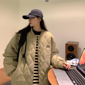 菱形棉服男秋冬新品宽松棒球领棉衣ins韩版潮流外套M8010图片