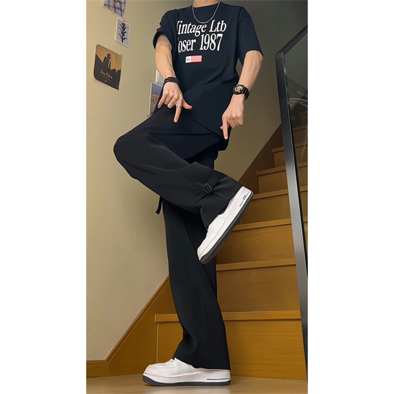 得物品质可二开宽松直筒拖地裤垂感西装裤A422P55控78,男装西服套装,电商A309