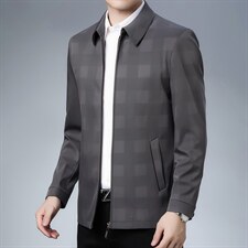 翻领夹克男爸爸装2023新款春秋季外套商务休闲中年男装潮流上衣，男装夹克，电商B212（原钱塘6029）
