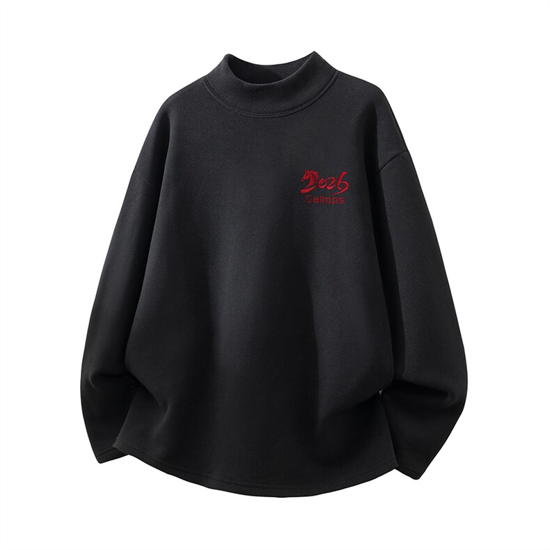 现货/新款重磅半高领刺绣德绒长袖B219A-DR2509-P25/DR2509JR-P35，男装卫衣，电商B219A