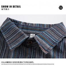 网络图现货条纹休闲宽松无品牌慵懒五分袖衬衫RC211-P38，男装T恤，星座1005-4