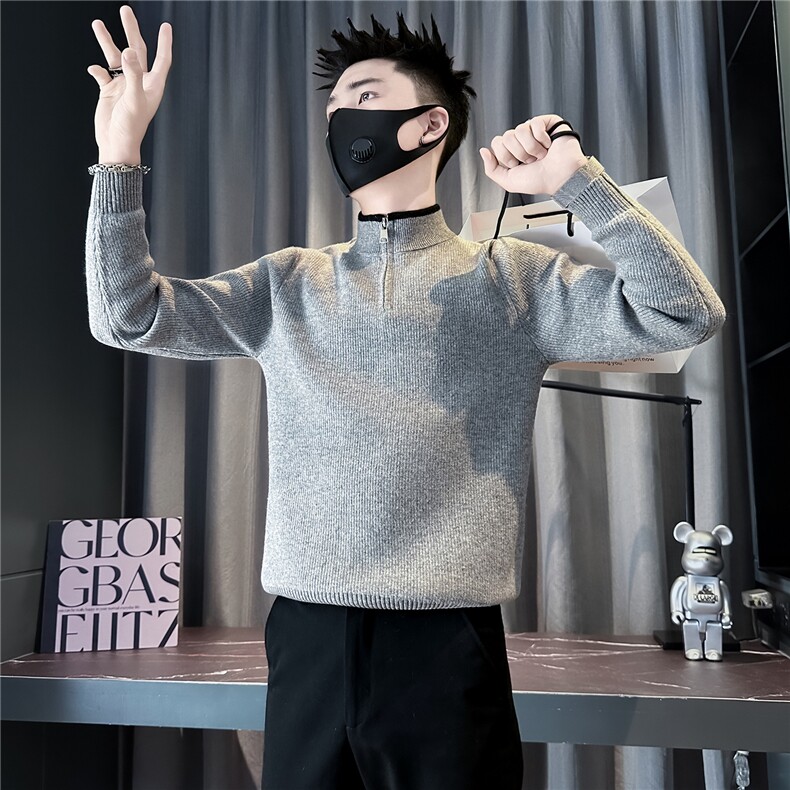 半拉链毛衣男加绒一体绒高级感社会小伙店主风301C-M120-P88控118,男装针织衫/毛衣,星座301C（原B323）