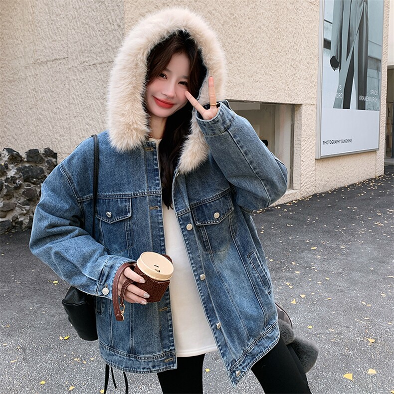 6976数据款现货大货已出90绒毛领可拆连帽牛仔羽绒P295-K438,女装羽绒服,2D034