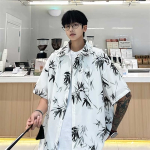 控价69 笔墨风衬衫套装黑白印花简约宽松版型套装TZ069 P42图片