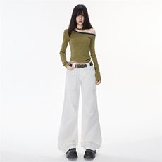 美式复古多口袋工装裤女2025夏季新款直筒微喇拖地裤YD9041-P75，男装工装外套，星座509