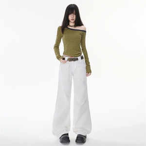 美式复古多口袋工装裤女2025夏季新款直筒微喇拖地裤YD9041-P75图片