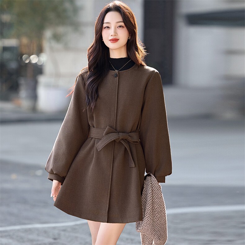 （现货）欣贝拉2025年冬季休闲淑女气质风格毛呢大衣夹棉加厚款,女装毛呢外套,欣贝拉