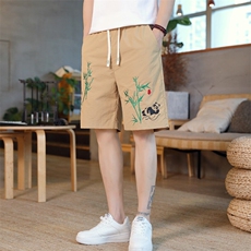 风大刺绣短裤男中式休闲百搭五分裤沙滩裤XZ310B-3-DK1903-P27，男装牛仔裤，星座310B-3