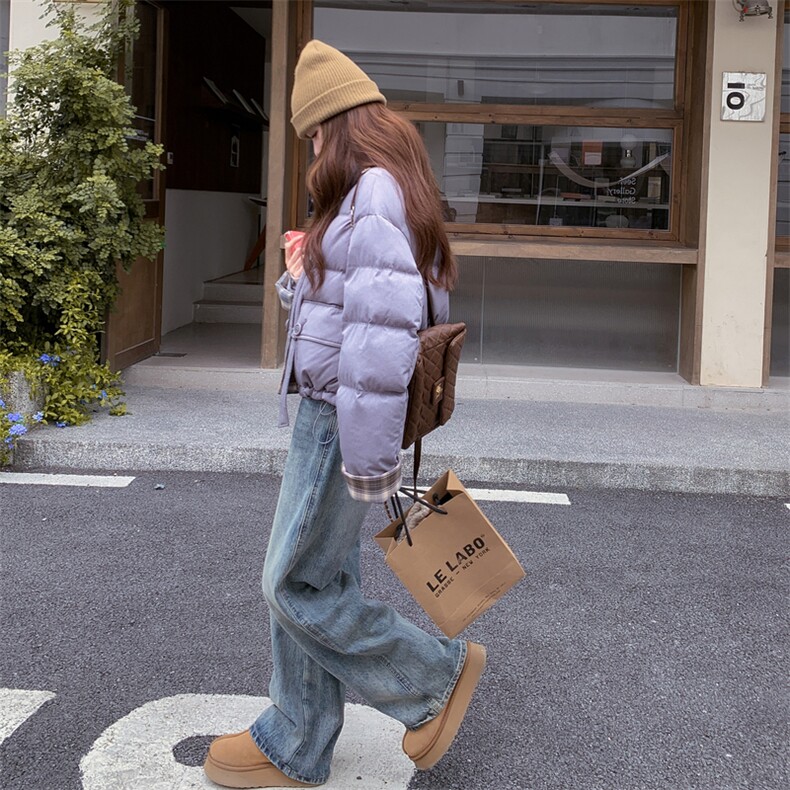 2025冬季新款时尚拼色灰蓝色羽绒服203-9532-P295-K378,女装羽绒服,浪娴服饰