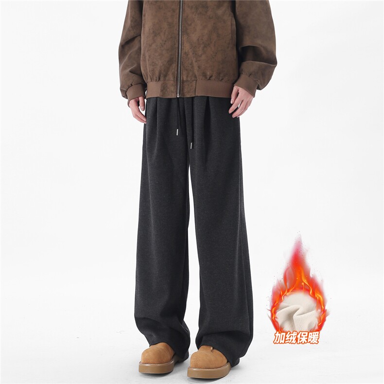 A429-YK355-特批常规40加绒48加绒加厚人字纹褶皱垂感休闲裤,男装卫衣,电商A429