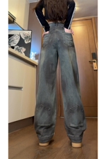 A1431P55控88-秋冬新款设计感脏脏水洗牛仔裤男美式复古直筒裤子，男装牛仔裤，电商B241