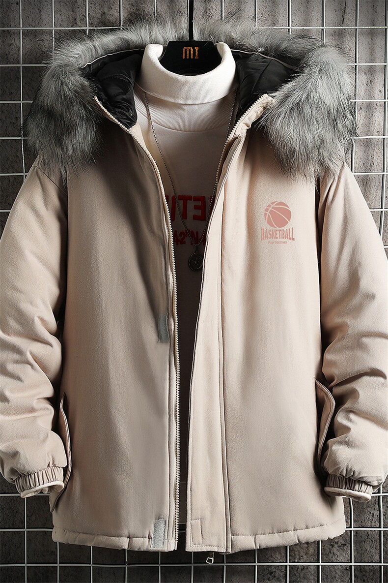 MM48237-P130冬季大毛领棉衣男士大码加厚棉袄男棉服网格,男装棉衣,电商A040A