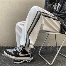 2024秋冬新款港风撞色条纹宽松抽绳束脚休闲运动裤K236-P45，男装休闲裤，星座914-3