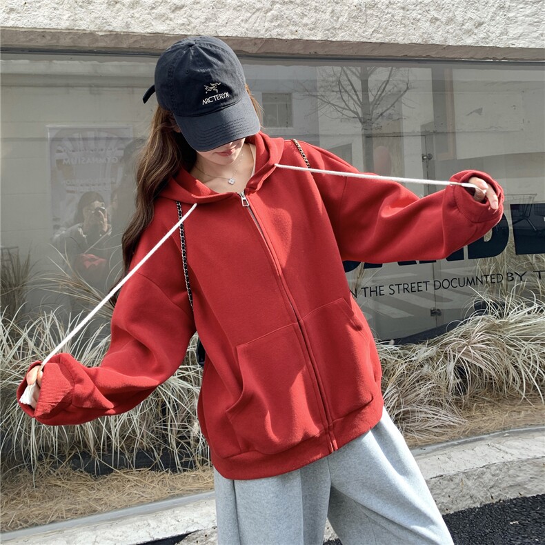 新款有货春季休闲红色卫衣外套5509P135K208,女装卫衣/绒衫,2C176