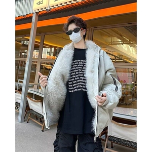 冬季毛领连帽棉服男宽松小众解构帆布座山雕棉衣外套MF320-P118