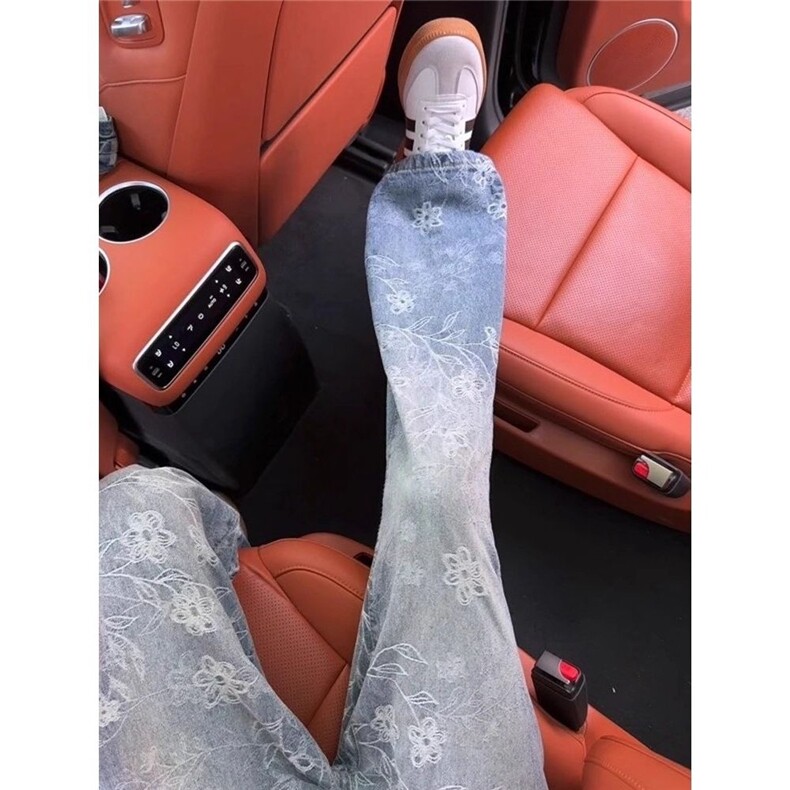 提花牛仔裤男秋季美式高街vibe裤cleanfit宽松直筒休闲裤,男装牛仔裤,星座410-7