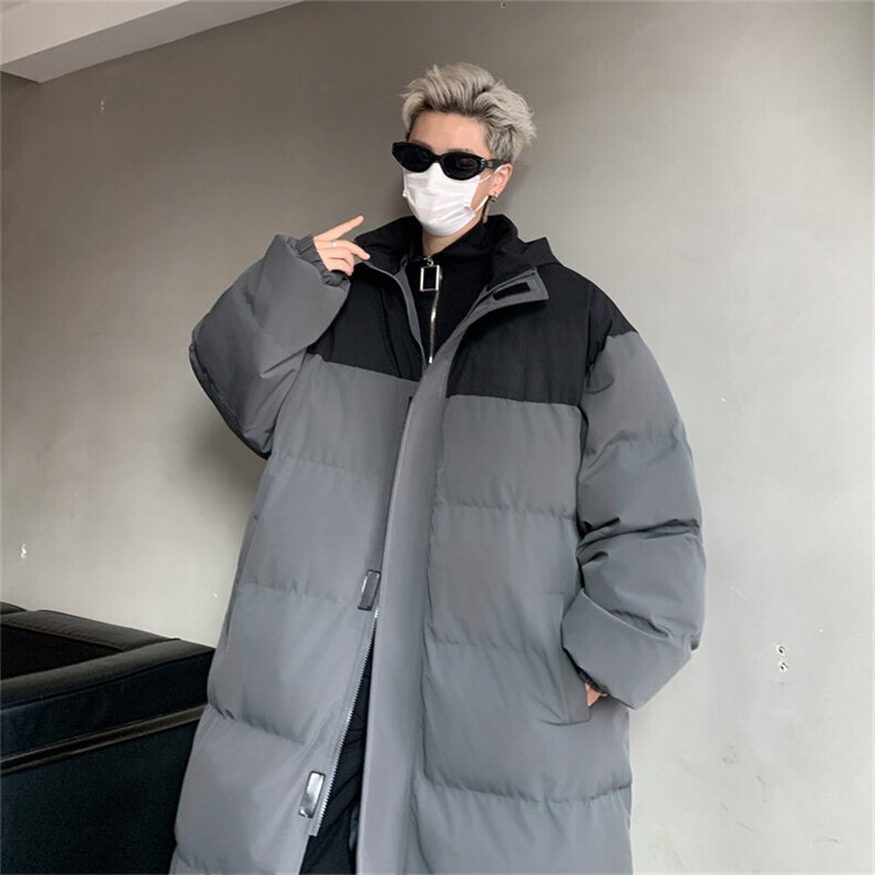 中长款男士棉服冬季新款连帽棉衣外套男撞色拼接棉大衣MY2267-P98,男装棉衣,星座1103-3