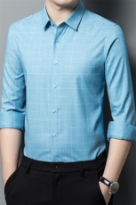 秋季男士长袖衬衫青年休闲绅士修身衬衣免烫商务，男装衬衫，电商B360