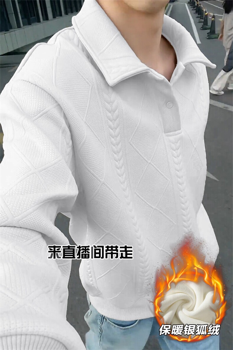 薄款改加绒特批P48无差价冬抖音银狐绒翻领卫衣男W5022J加绒,男装卫衣,电商A001-1