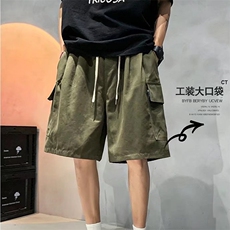大码日系工装短裤男宽松夏季ins抽绳运动休闲五分裤潮牌DK213-p33，男装牛仔裤，星座1008-2