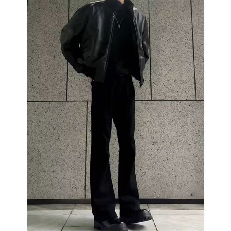 网图春季常规PU皮外套cleanfit廓形飞行员夹克短款皮衣J2534-P80,男装夹克,星座1213