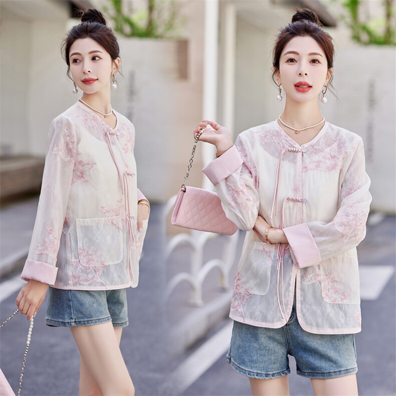 新中式蕾丝刺绣防晒衣女款夏季2025新款高级感宽松百搭开衫薄外套，女装防晒衣，慕依路