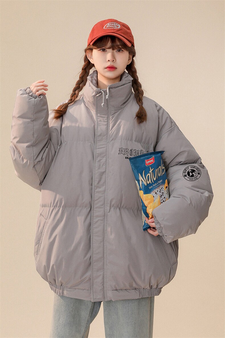 中性风23冬季情侣立领潮流美式印花加厚羽绒服外套YR219P195控258,男装羽绒服,电商A247