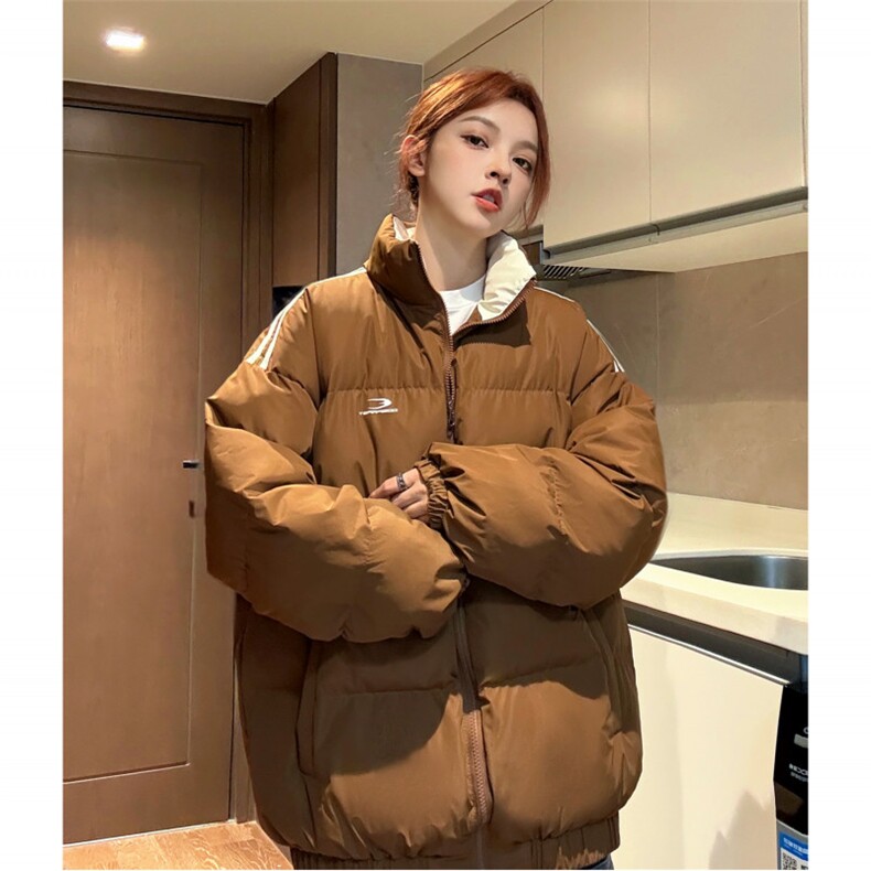 中性风冬装双面穿条纹织带棉服拼色棉衣休闲外套男G1101P138,男装棉衣,电商A339