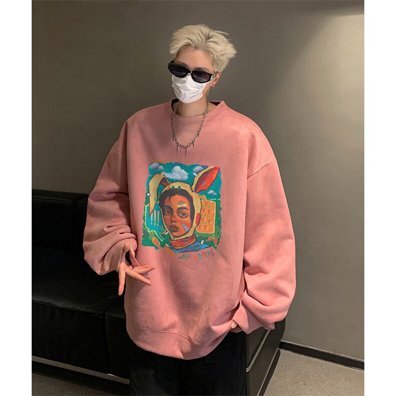 抖音得物供货提供视频秋冬重磅美式麂皮绒圆领卫衣JY330,男装卫衣,电商A486