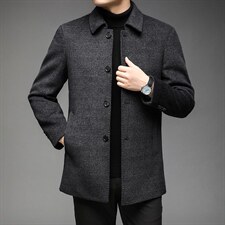 翻领毛呢大衣男士中长款羊毛呢子外套中年秋冬款男装DS81053-P340，男装毛呢大衣，电商B212（原钱塘6029）