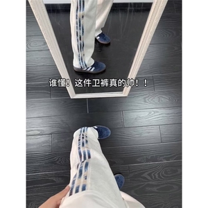 美式潮牌三条杠休闲男直筒宽松阔腿条纹运动卫裤 513ACK2393P35图片