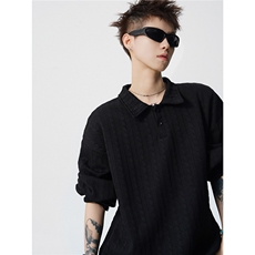 TWY27特P38控68polo圆领条纹情侣卫衣宽松外套男97聚酯纤维3氨纶，女装短外套，电商B370