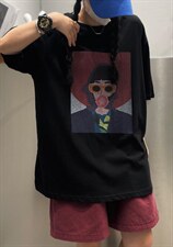 夏季新款大版图案T恤，女装T恤，JIAN.Z 简.站