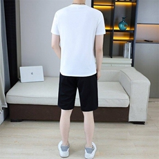 25325-P75冰丝套装男欧货时尚数码印花休闲短袖t恤两件套短裤一套，男装牛仔裤，电商D310B-1