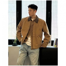新款中性风纯棉夹克男翻领撞色上衣外套A157B-J2520-P80，男装夹克，电商A157B