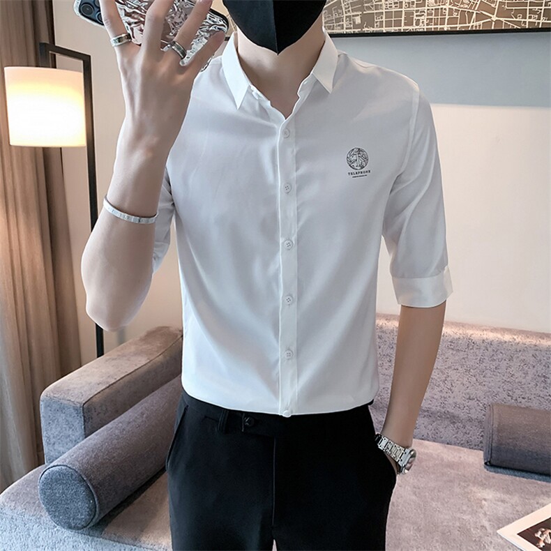 B302CS249P502023夏装新款男士印花七分袖衬衫轻奢社会小伙风,男装衬衫,电商B216（原B302）