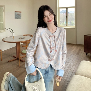 新中式提花短外套女2025春季新款今年流行超好看国风复古盘扣上衣图片