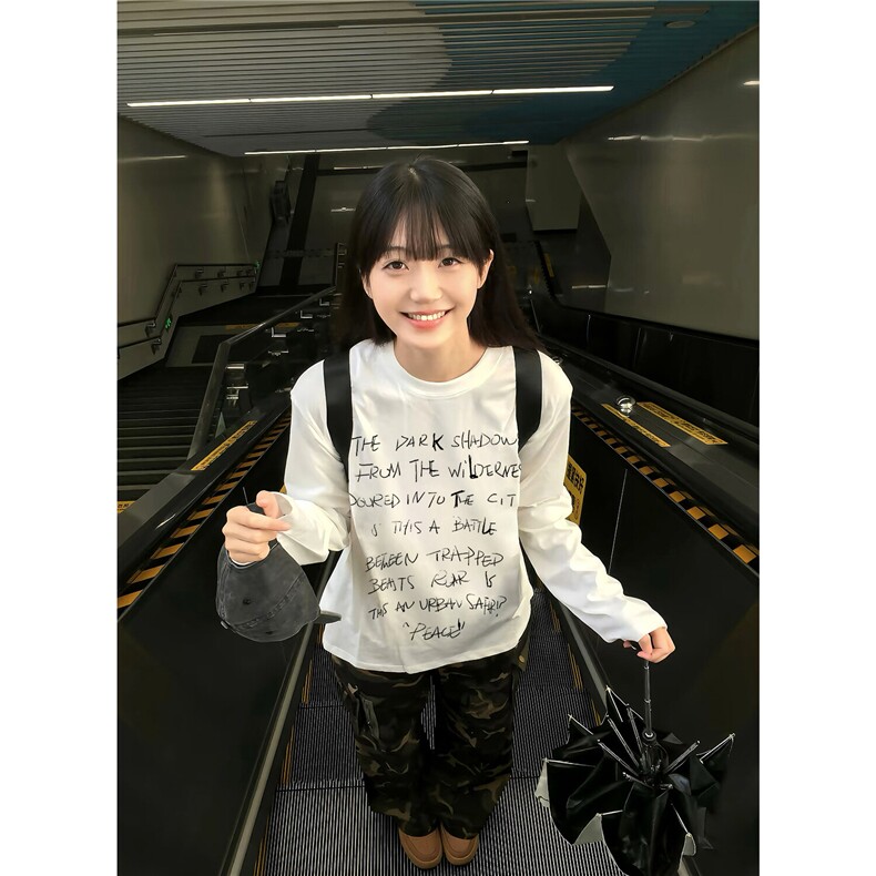 网图春装新款精梳棉圆领字母印花长袖T恤打底衫宽松男女可E03-P29，男装T恤，电商C310-1