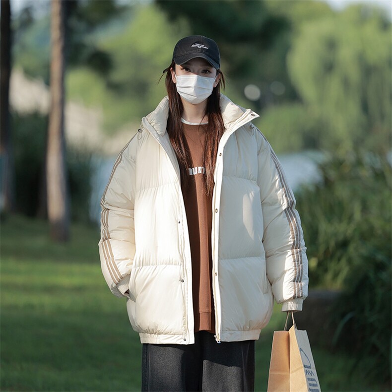 冬季港风三条杠撞色连帽棉衣加绒加厚拼色加厚棉衣外套MY6088P90，男装棉衣，电商A128