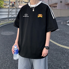 夏季美式高街重磅纯棉三条杠织带撞色男女短袖T恤ZD613-特P30，男装T恤，电商A486-1