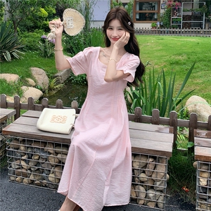 2026年夏季新款温柔风前侧车塔克线连衣裙女182A-8713P135K198图片