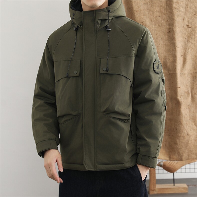 冬季御寒服男士新款冲锋衣棉服保暖潮流口袋棉衣防风连帽外套,男装夹克,星座914